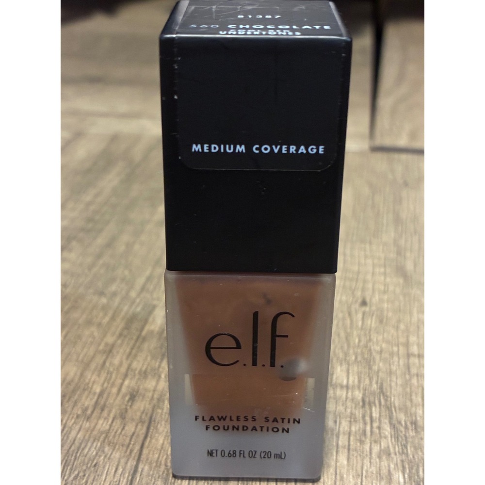 ELF Flawless Satin Foundation 560 Chocolate Cool Red Undertones 0.68 fl oz